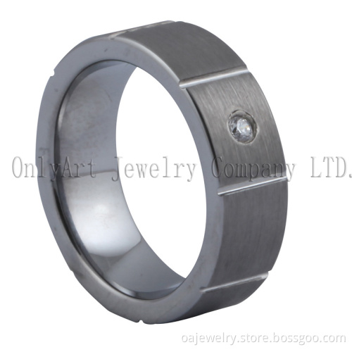 with CZ Set on Brushed Tungsten Carbide Ring (OAGR0147)